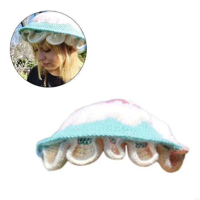 Chapeau seau en forme champignon tricoté acrylique pour femmes et filles, ajustable, style sport, occasion décontractée, hiver