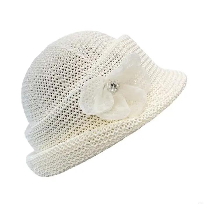 Chapeau seau respirant pour femmes avec Accent fleur