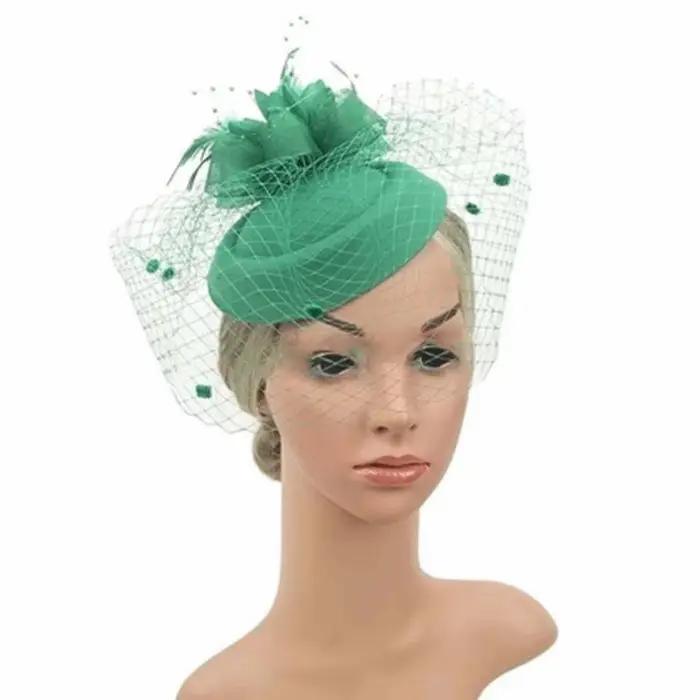 Coiffure de mariée maille Fascinator chapeau Sinamay plumes fleur