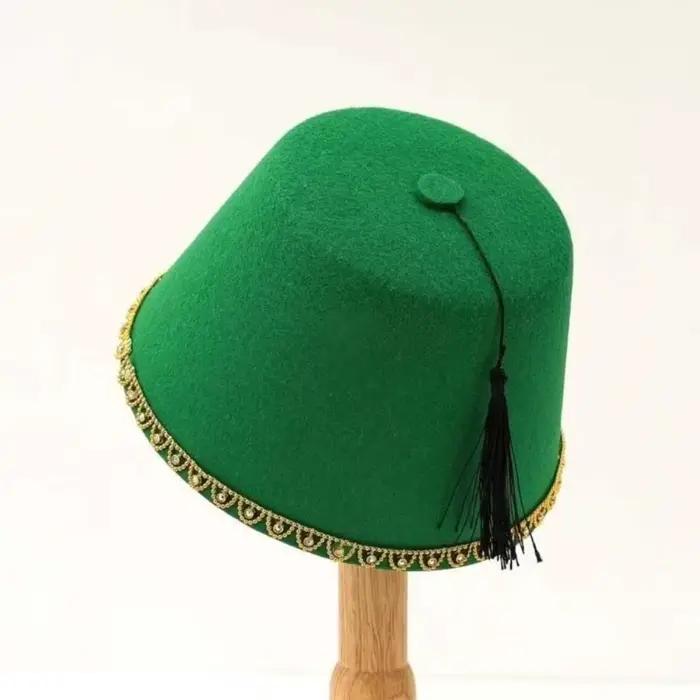Chapeau Fez Rond Universel en Feutre Respirant Rouge