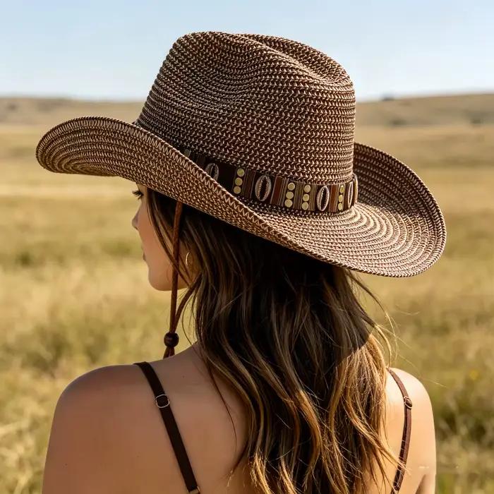 Chapeau de paille Panama rétro de style western