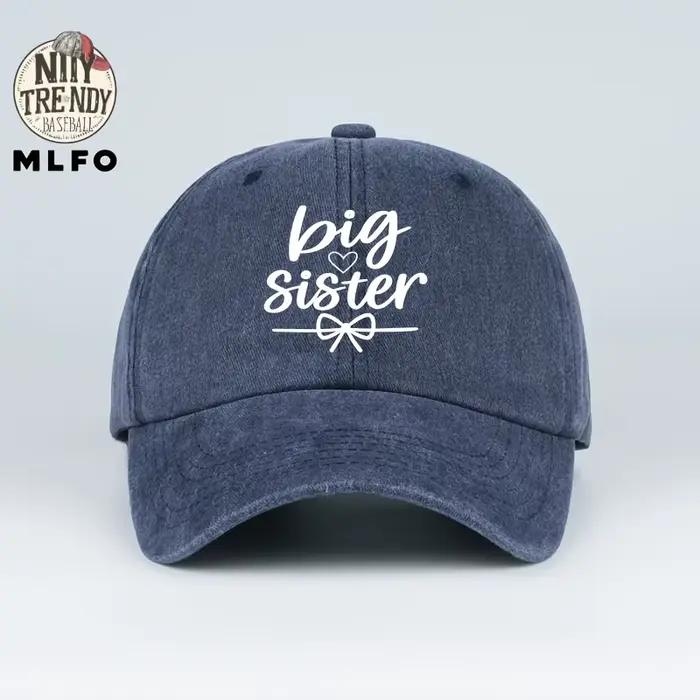Nouvelle casquette de baseball tendance « Big Sister » à imprimé cœur et nœud