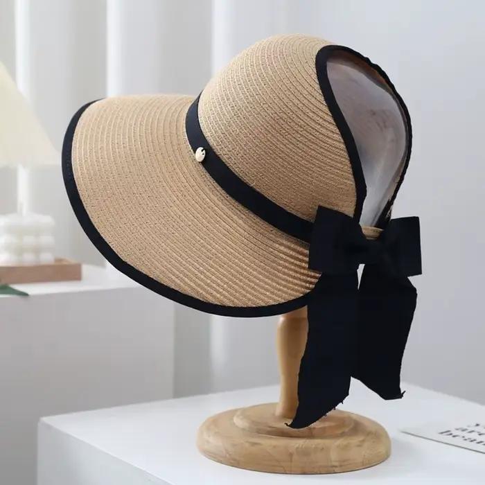 Chapeau de soleil élégant rond en paille pour l'été