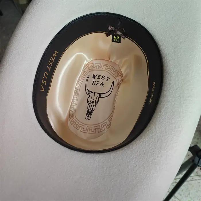 Chapeau de cowboy en laine unicolore pour homme et femme
