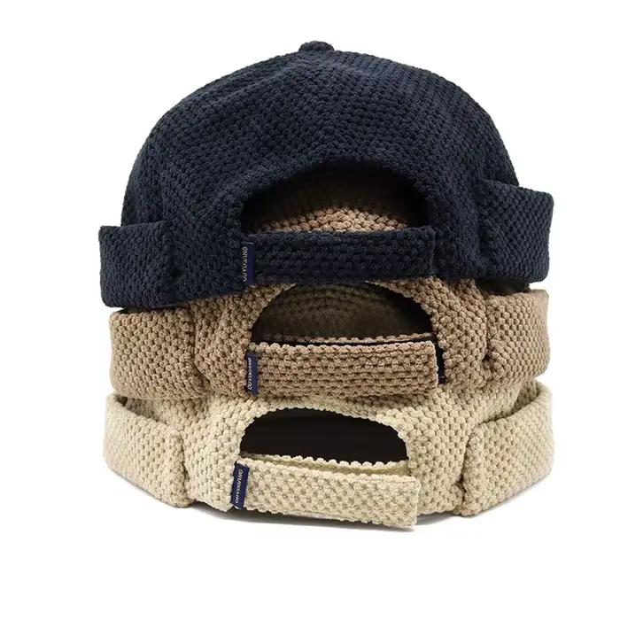 Casquette Docker rétro sans visière unisexe en polyester pour homme et femme ajustable couleur unie vintage mode sport activités plein air occasions quotidiennes