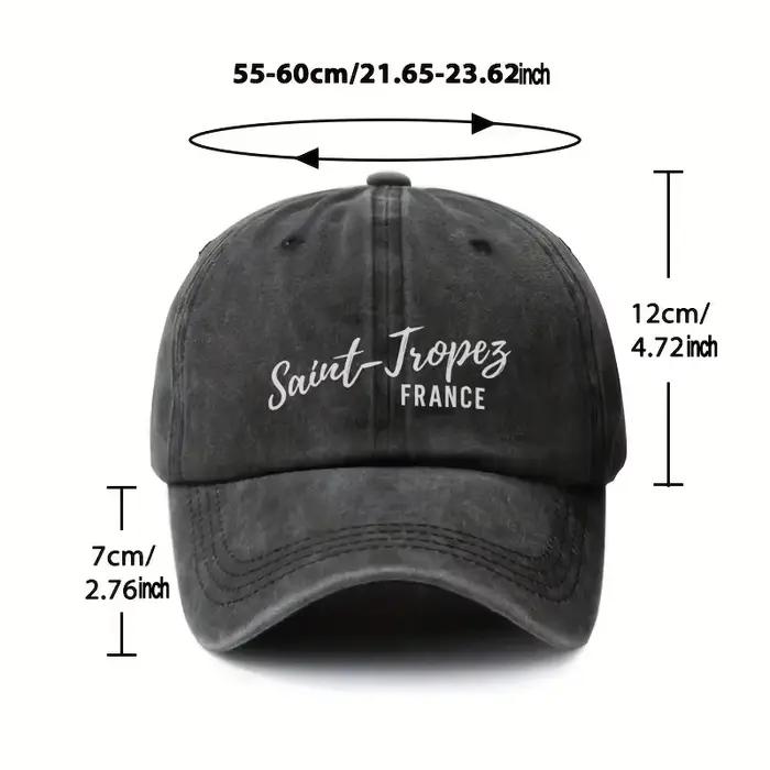 Casquette St. Tropez Imprimé Français Délavé Protection UV Accessoire Mode Tendance Pour Couples Sorties Quotidiennes Occasions Spéciales