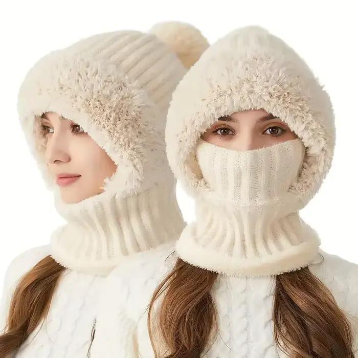 Chapeau tricoté doublé polaire d'hiver avec Protection des oreilles