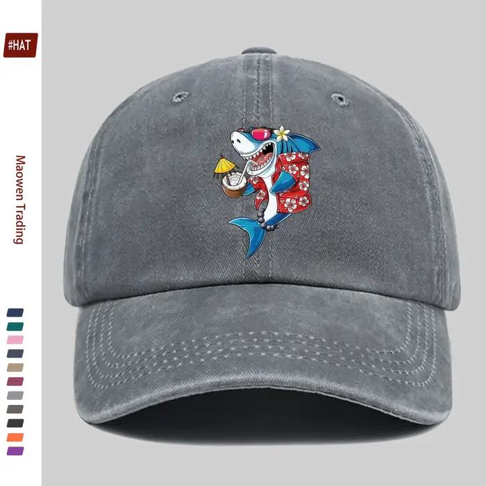 Casquette de baseball imprimée requin pour hommes et femmes