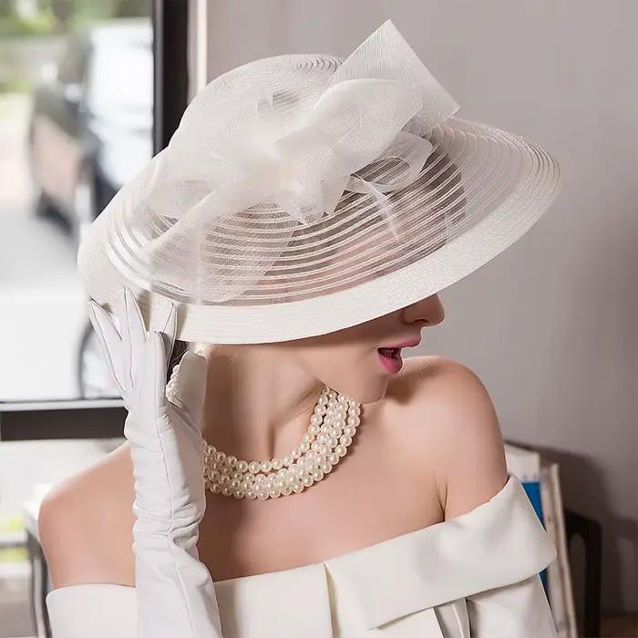 Chapeau Fedora FS élégant pour femmes à large bord polyvalent pour mariage, cérémonies et soirées de gala