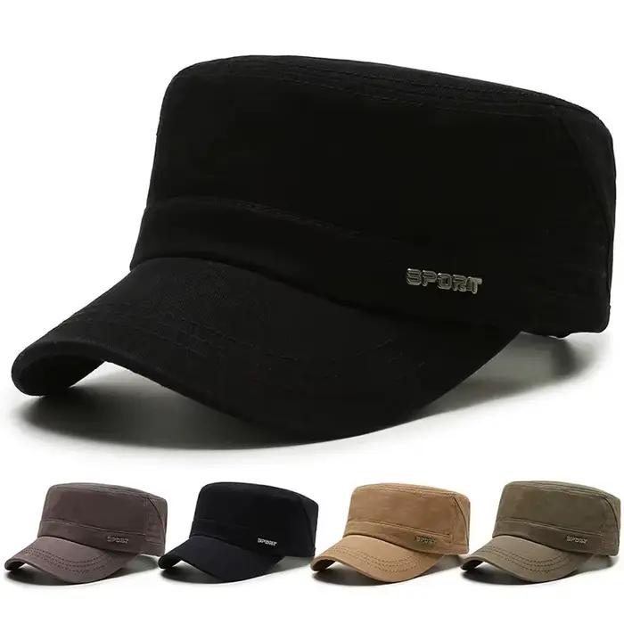 Chapeau militaire plat homme polyvalent protection solaire style langue de canard occassions extérieures printemps automne