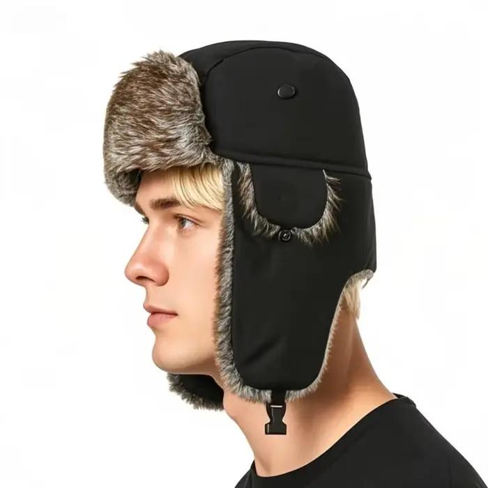 Chapeau de bombardier ushanka homme style militaire hiver avec cache-oreilles coupe-vent robuste polyvalent