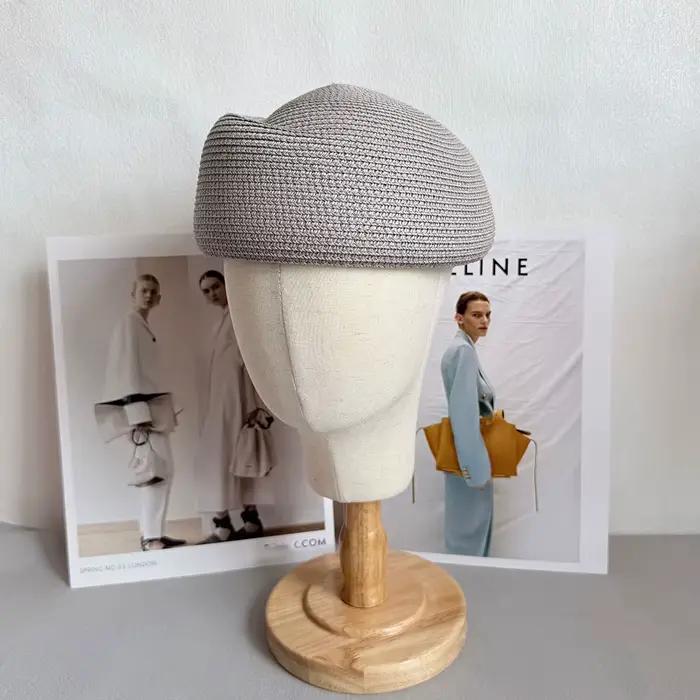 Nouveau Chapeau d'été vintage en paille de papier pour femme