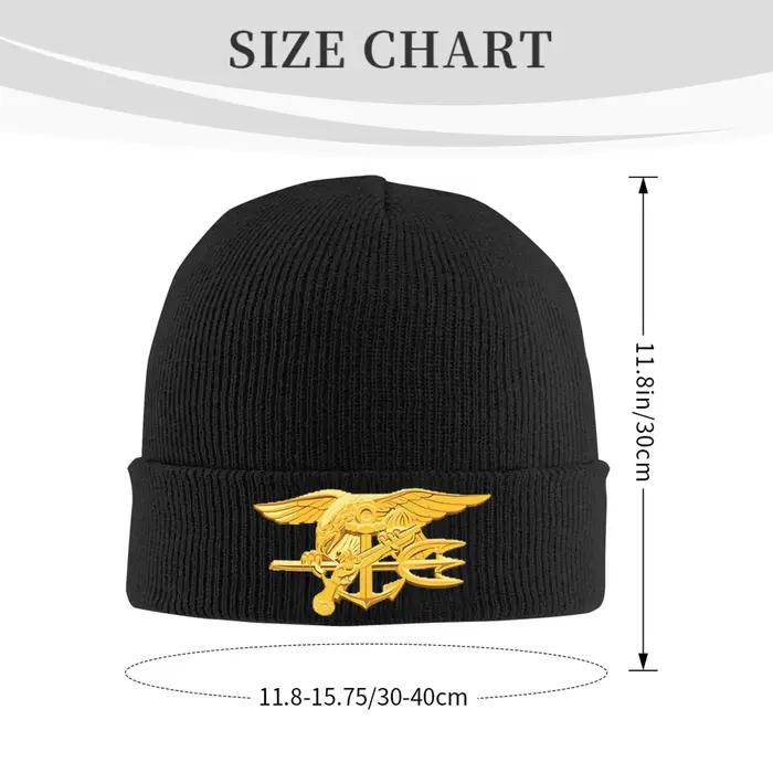 Casquette tricotée chaude en acrylique avec badge de sceaux de la marine pour homme et femme, skullies hip hop pour l'hiver, cadeau pour Noël