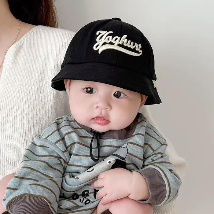 Chapeau brodé Alphabet pour bébé, chapeau de pêcheur en coton et polyester, pare-soleil élégant pour enfants de 1 à 3 ans, pour sorties printanières et automnales