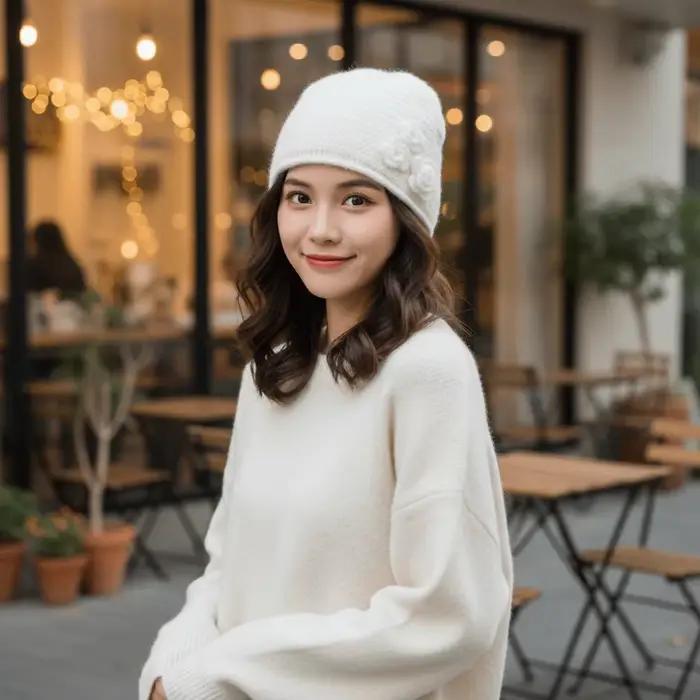Personnalité couleur unie tricoté laine chapeau Style coréen élastique hiver chaud