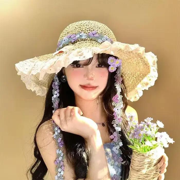 Chapeau de paille à large bord pour femme