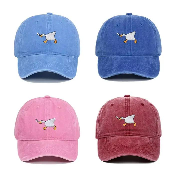 Casquette de baseball unisexe brodée motif oie blanche