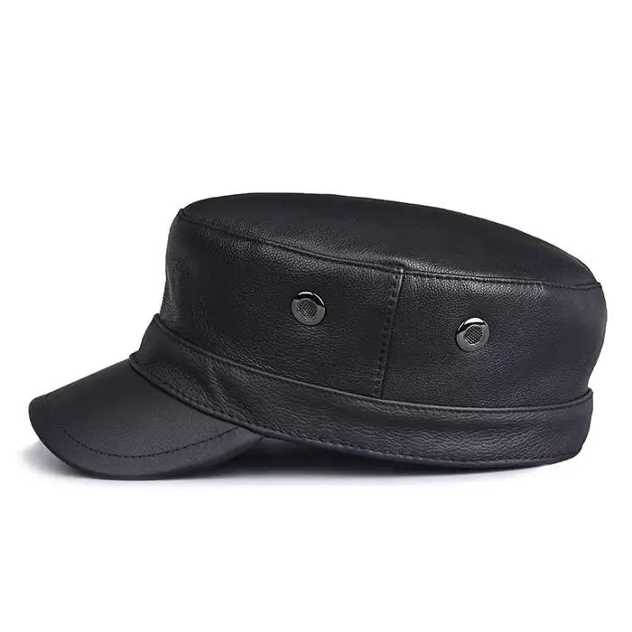 Casquette de baseball en cuir de vachette élégante style militaire vintage pour hommes et femmes occasions décontractées printemps et automne