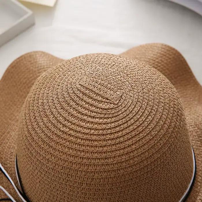 Chapeau de paille tendance style français avec perles