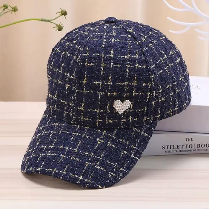 Casquette de baseball élégante pour femmes motif plaid fil doré protection solaire ajustement réglable pour sports plein air