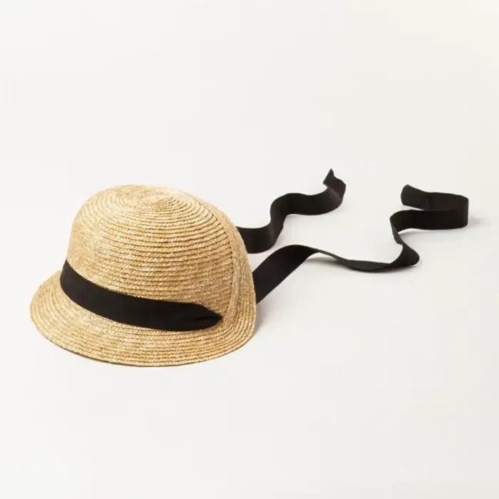 Chapeau de soleil en paille tressée pour filles