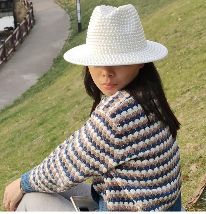 Fedora de perles épaisses pour hommes et femmes