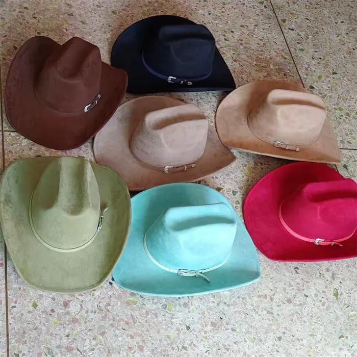 Chapeau de cowboy en daim à large bord roulé style western