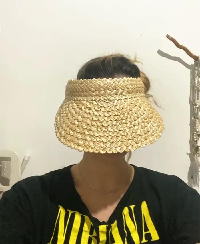 Chapeau de soleil décontracté de luxe en raphia pour femme