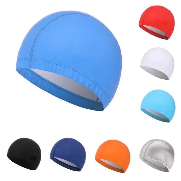 Bonnet de natation en tissu PU pour hommes et femmes, chapeau de piscine imperméable, protection des oreilles, cheveux longs, bonnets de bain, couverture pour adultes, activités aquatiques, protection des cheveux, confort durable