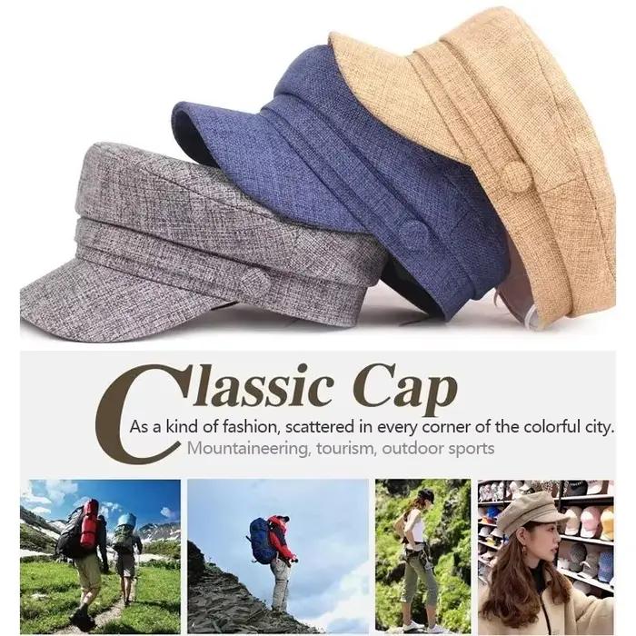 Chapeau militaire à visière solide pour femmes béret respirant casquette plate style rétro anglais printemps automne polyvalent multifonction tricoté