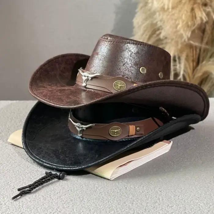 Chapeau de cowboy occidental en cuir PU à la mode