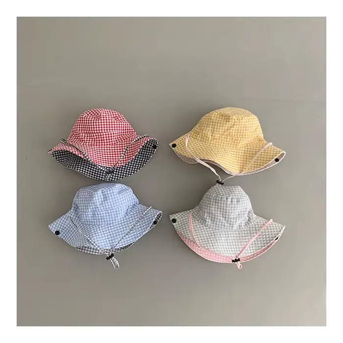 Personnalisé couleur bonbon réversible printemps automne bébé chapeau garçon fille coton enfant