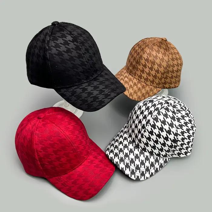Casquette de baseball rétro pied-de-poule unisexe protection solaire color block polyester pour femmes hommes occassions extérieures sportives