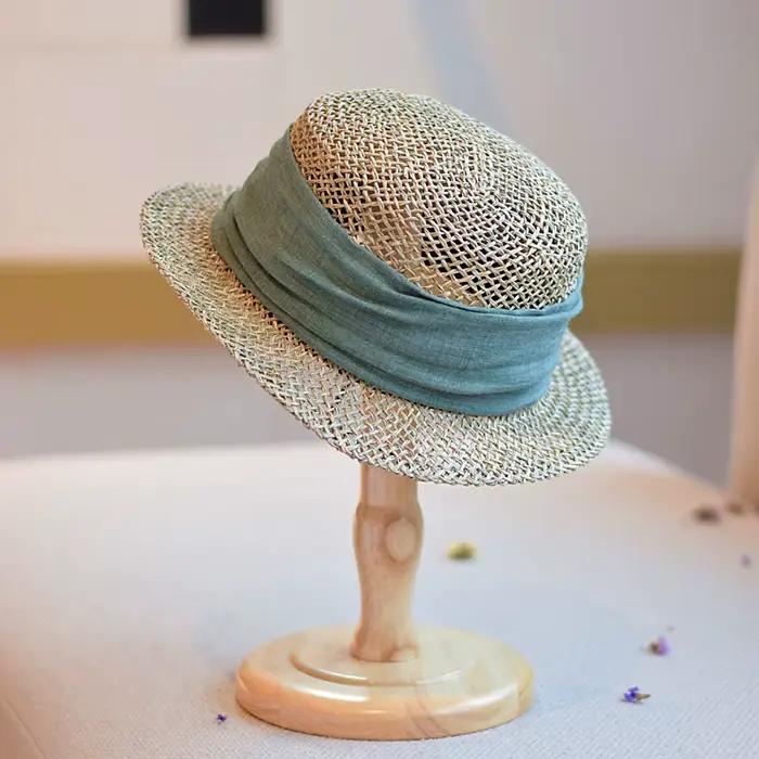 Chapeau haut-de-forme en paille creuse tissée aux algues rétro britanniques françaises pour femmes