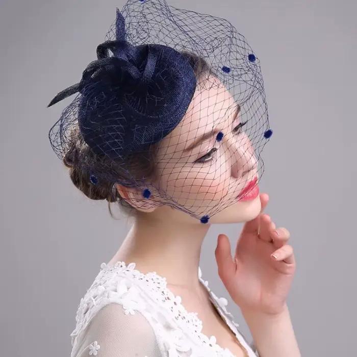 Chapeaux de fête en lin pour femmes élégants et vintage avec pince à cheveux pour mariage et cérémonies d'église occasions spéciales four seasons
