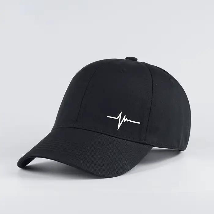Casquette de baseball à visière souple avec imprimé Heartbeat | Chapeau de soleil décontracté unisexe réglable