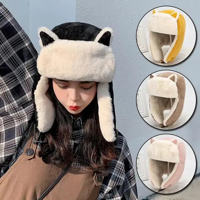 Cache-oreilles pour femmes en polyester chaud résistant au froid chapeau de bombardier hiver élégant et douillet pour sorties extérieures occasions spéciales