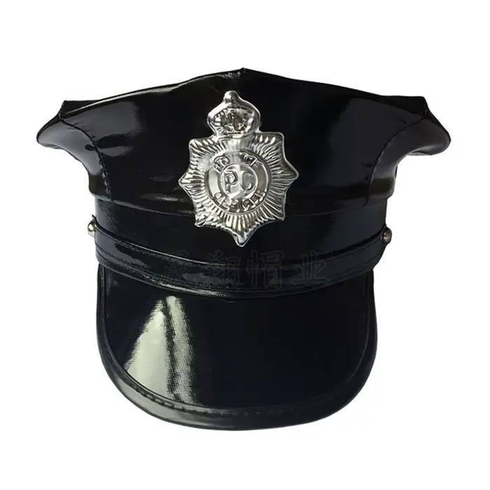 Casquette octogonale en cuir souple pour cosplay