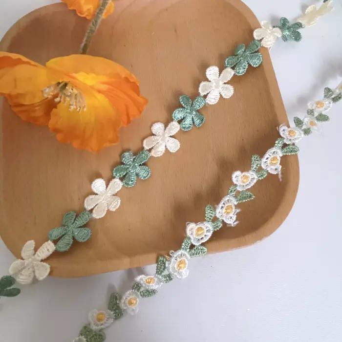 Dentelle Marguerite Verte Fraîche Soluble dans l'Eau pour Chapeaux et Coques de Téléphone – Matériaux DIY et Accessoires Faits Main
