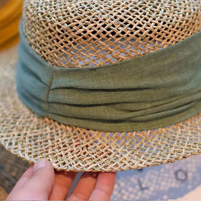 Chapeau haut-de-forme en paille creuse tissée aux algues rétro britanniques françaises pour femmes
