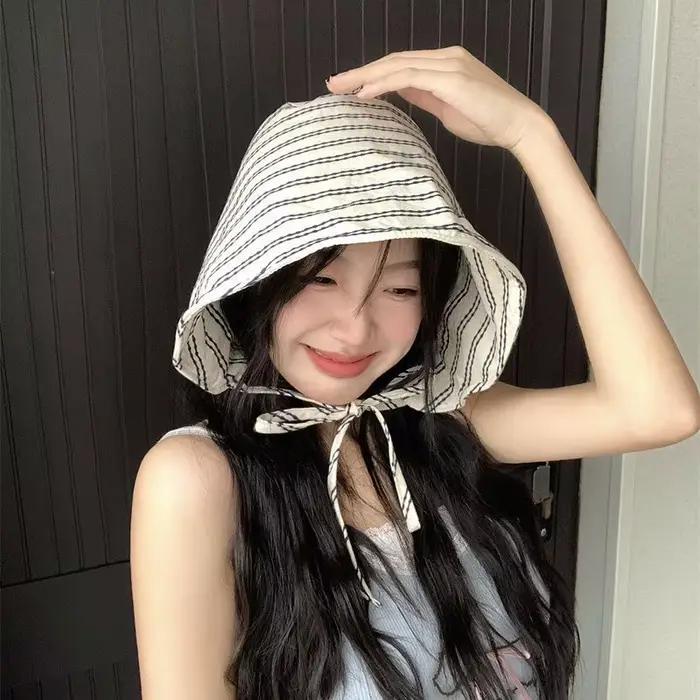 NOUVEAU Chapeau Bob Pliable à Large Bord avec Cordon pour Femme