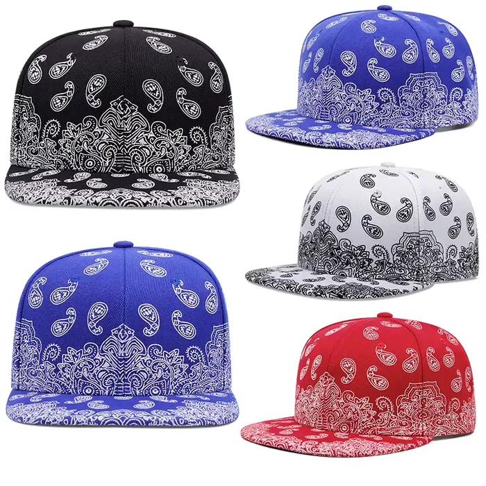 Nouveau chapeau à bords plats imprimé fleur de cajou pour hommes mode Hip Hop