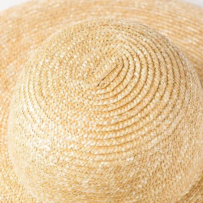 Nouveau chapeau de soleil en paille de blé naturelle style Hepburn