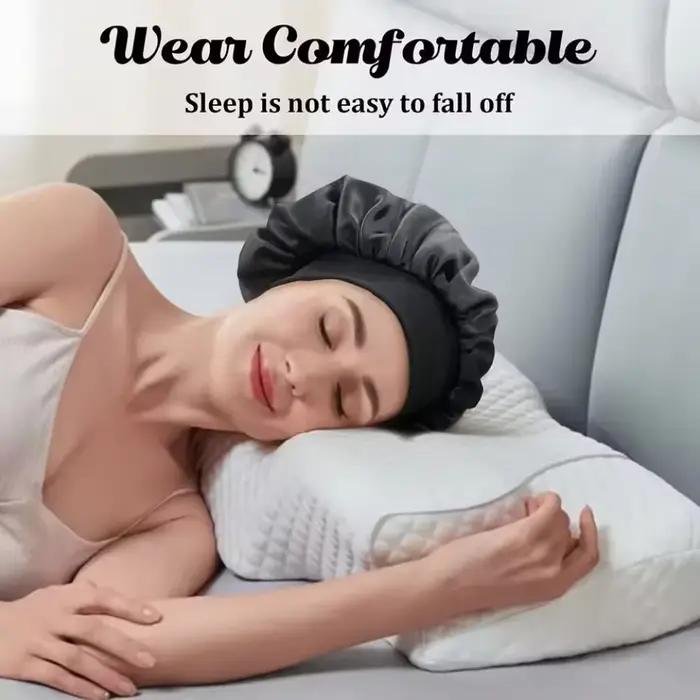 Bonnet en satin pour femmes grande bordure élastique douce pour dormir soins capillaires occasions spéciales