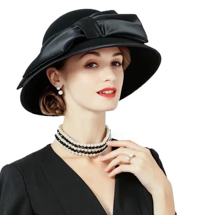Chapeau en feutre à large bord pour femme