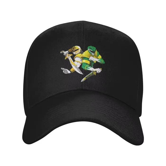 Casquettes de baseball Power Rangers vertes et blanches pour hommes et femmes