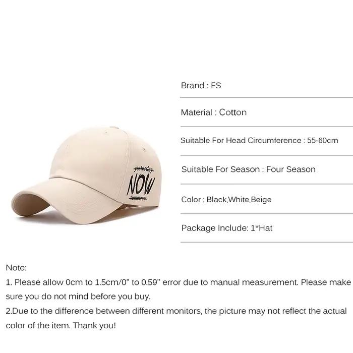 Casquette de baseball FS noire et blanche à imprimé lettres pour hommes