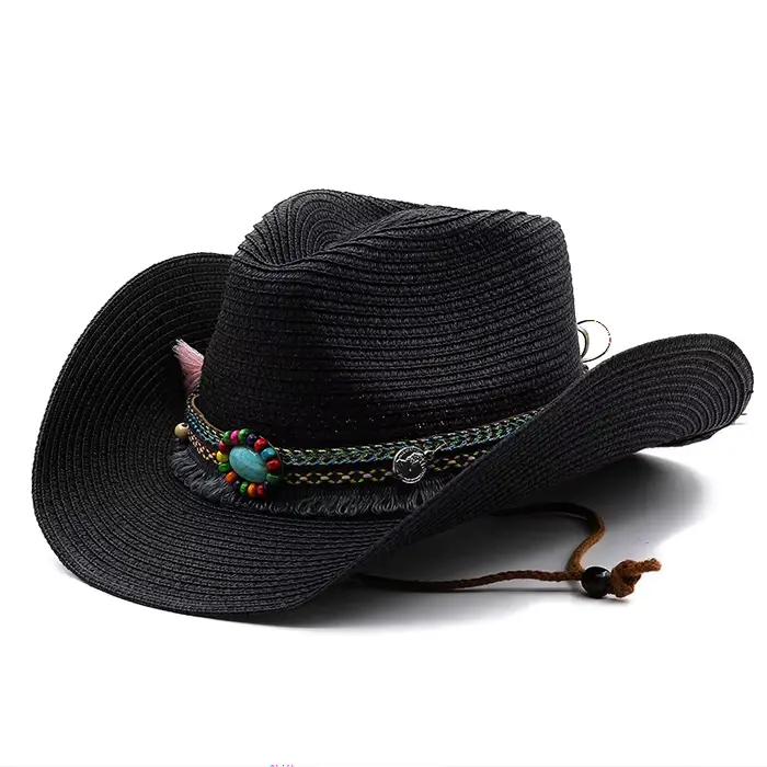 Chapeau de paille de Cowboy occidental pour hommes et femmes