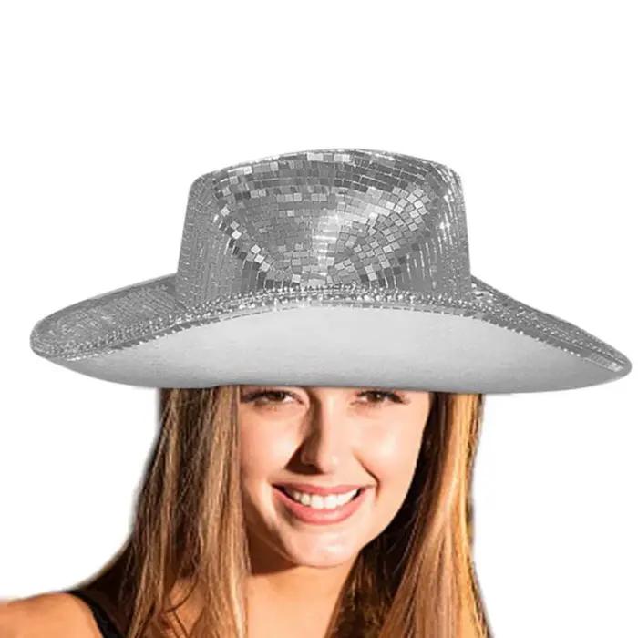 Chapeau de Cowboy Disco à paillettes miroir superbes chapeaux de boule