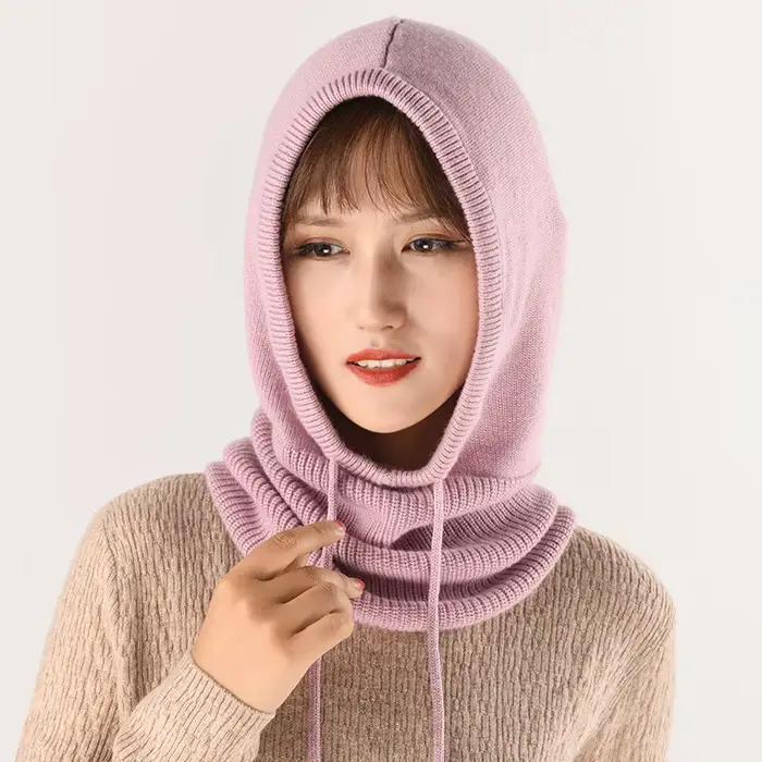 Chapeau à capuche hiver femmes cachemire Bonnet